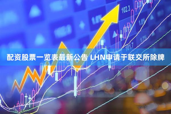配资股票一览表最新公告 LHN申请于联交所除牌